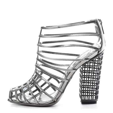 cage shoes ysl|SAINT LAURENT Leather Cage Booties 36 Anthracite.